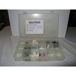 Collection Of Assorted Rocks & Minerals Rock Box 12 Differnt Kinds of Rocks